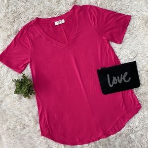 Zenana V-Neck SS Top 💗 Pink